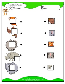 Resmi Eksik Parçası İle Eşleştir Çalışma Sayfaları